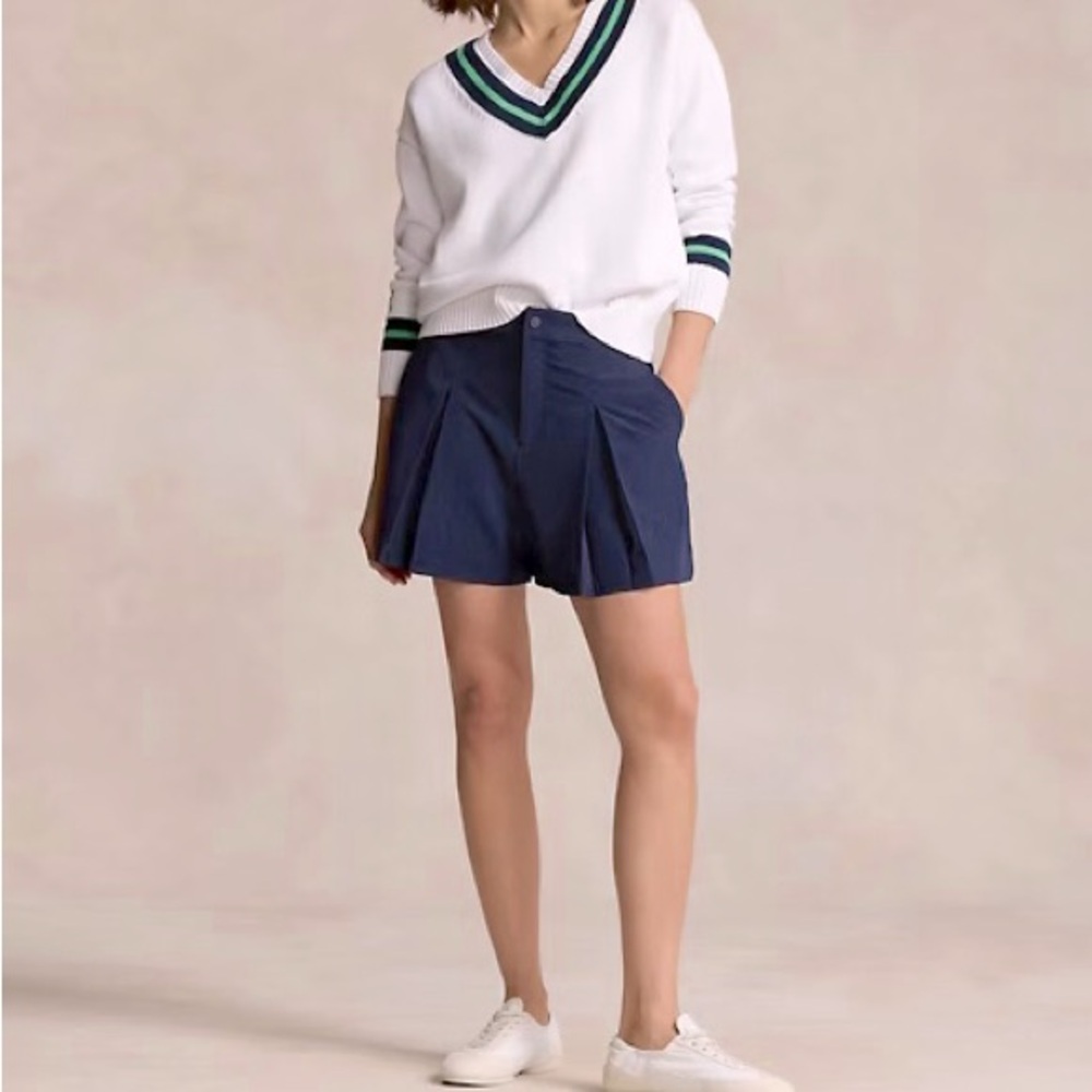 RLX (L) W Golf Navy 3/15 Four-Way-Stretch Pleated Short